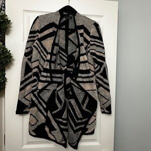 Lucky Brand Black and Gray Geometric Cardigan